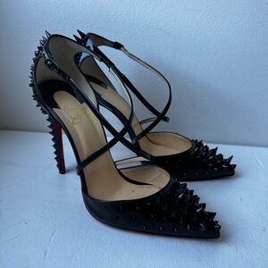 Christian Louboutin spiked cross patent pumps sz 39